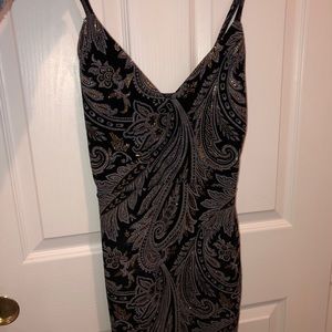 Velvet black and gold bodycon dress